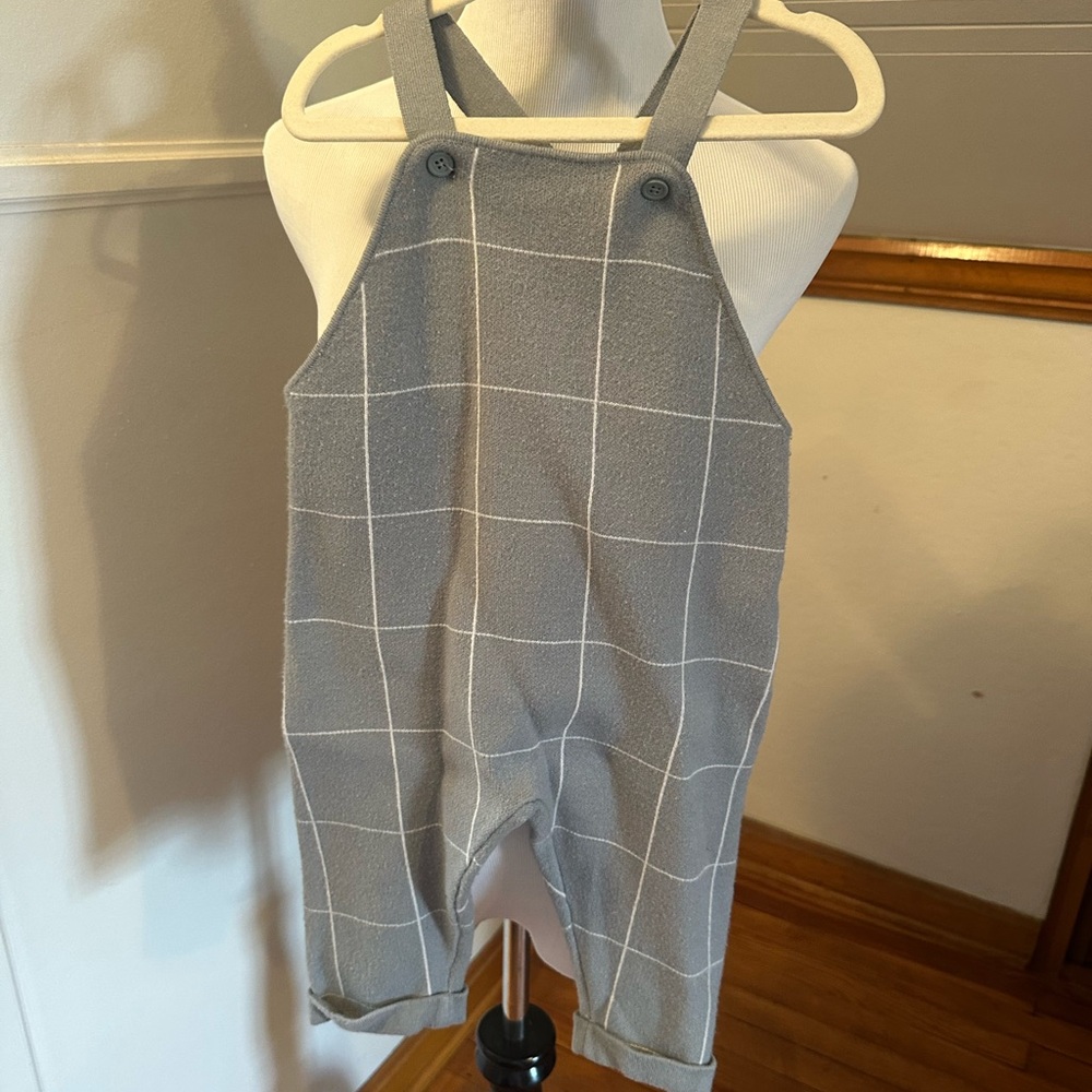 Zara knit Gray Checkered Kids Overalls